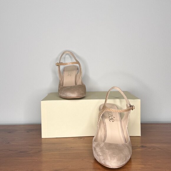 Elizee Italian Handcrafted Suede and Python Print Leather Pointed-Toe Pumps - Picture 3 of 13